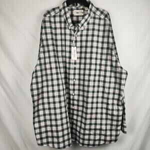 Gold Label Roundtree & Yorke Shirt Mens 4XLT Green Plaid Non Iron Button Down